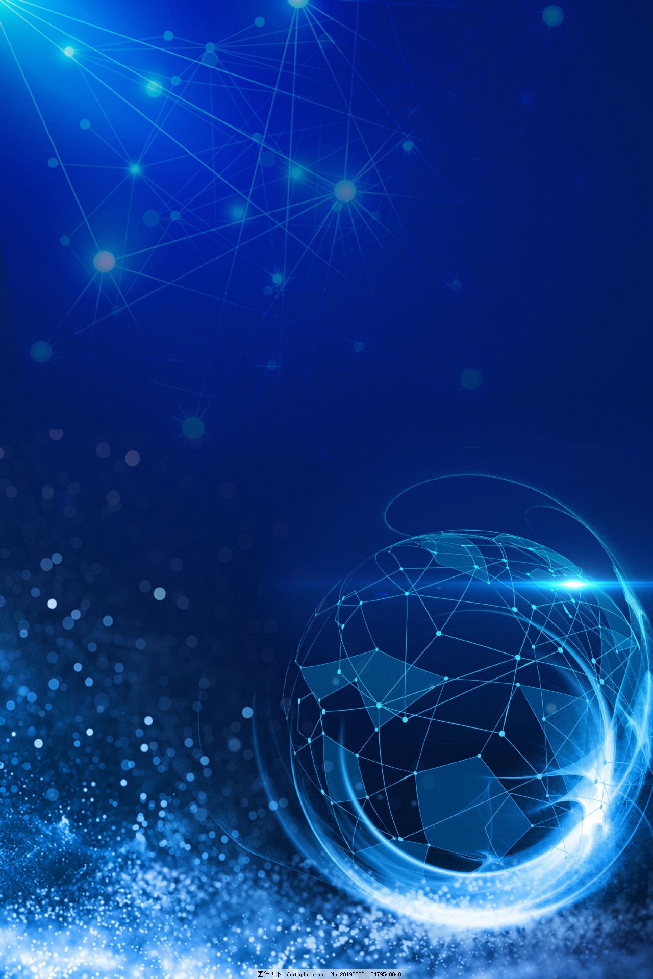 藍色簡約電子科技線條炫光背景圖片